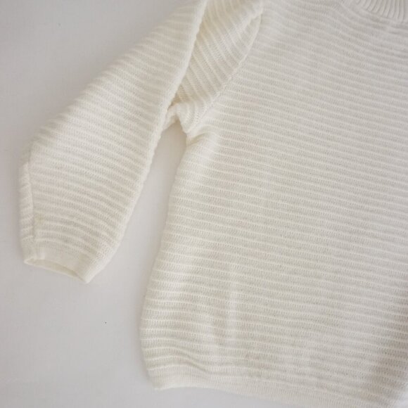 Vintage White Knit Ribbed 15% Angora Mockneck Sweater S Made in Italy - Picture 12 of 14